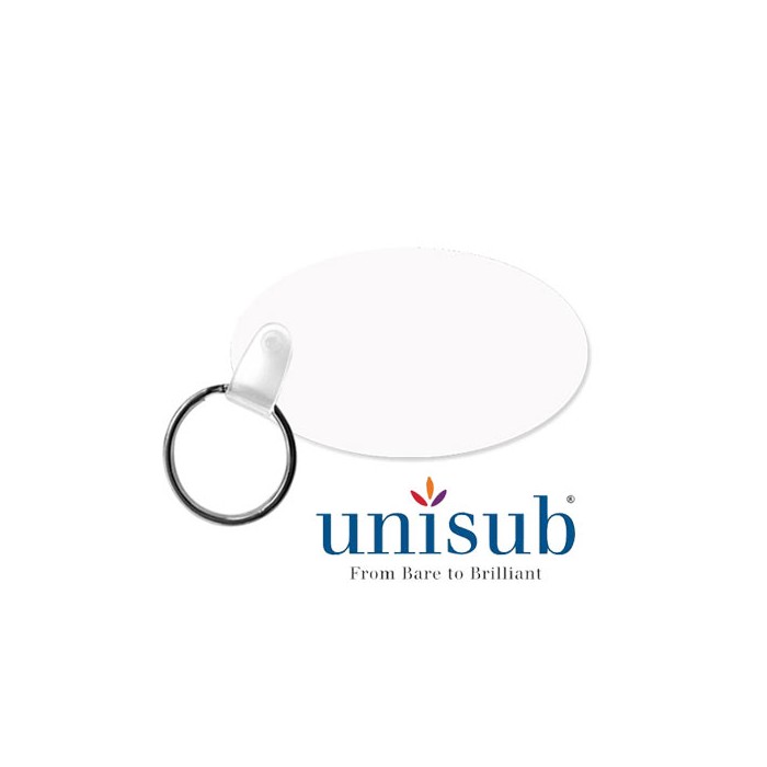Chaveiro oval de alumínio de dupla face - unisub - chaveiros - branco - sekaisa