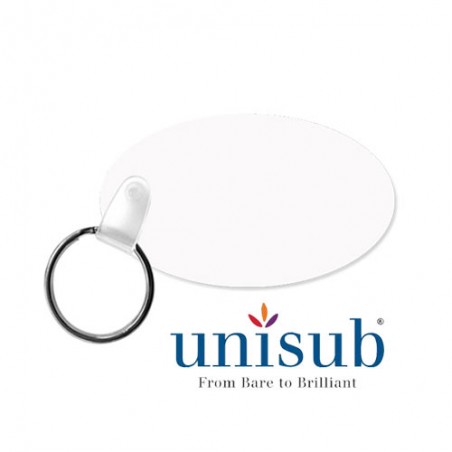 Chaveiro oval de alumínio de dupla face - unisub - chaveiros - branco - sekaisa