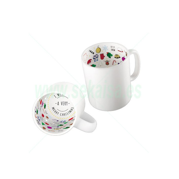 Caneca branca com interior sublimado para o Natal - canecas e recipientes - Sekaisa