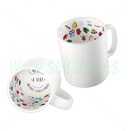 Caneca branca com interior sublimado para o Natal - canecas e recipientes - Sekaisa