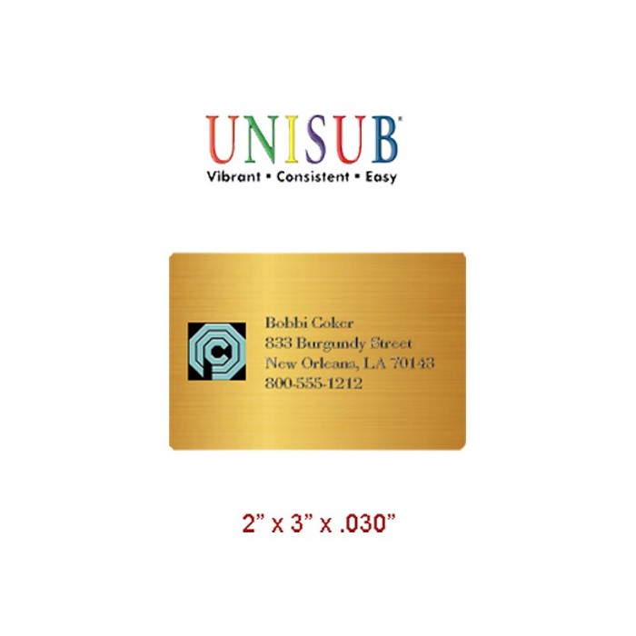Placa identificativa de aluminio dorado calidad UNISUB - SEKAISA