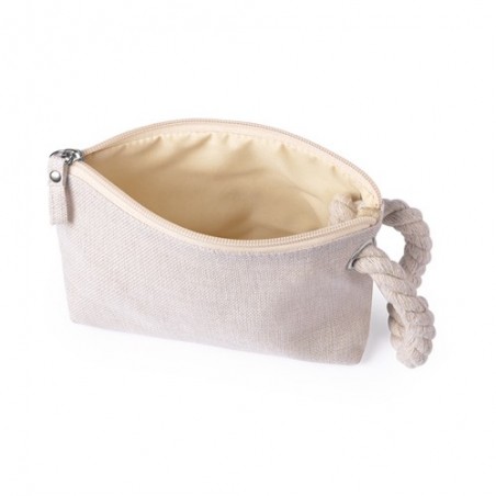 Nécessaire de linho com alça de gancho e fecho de correr, ideal para o escritório e a escola - Sekaisa