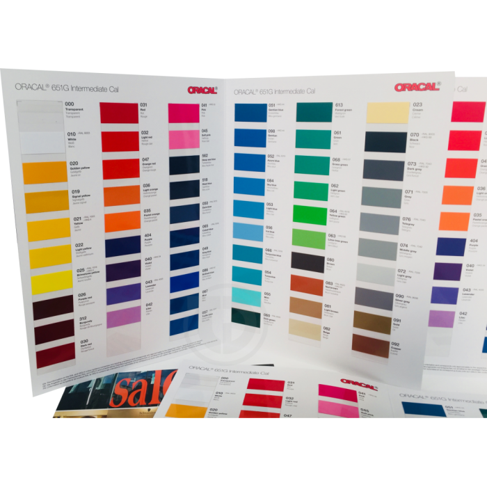 Tabela de cores de vinil Oracal 651 referências Sekaisa