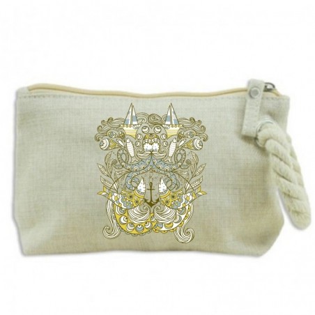 Nécessaire de viagem em tecido semelhante ao linho, com alça em formato de barco, ideal para escritório e escola - Sekaisa