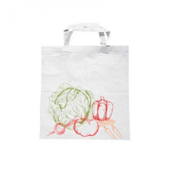 sacola de tecido branco 37x41cm - sacolas e mochilas padrão - vegetais - sekaisa