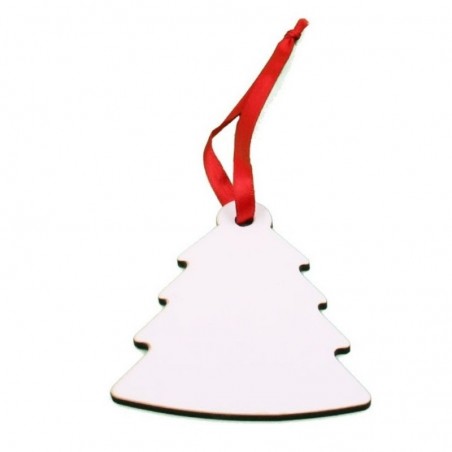 enfeite de árvore de Natal de madeira, 2 lados, branco com fita, sekaisa