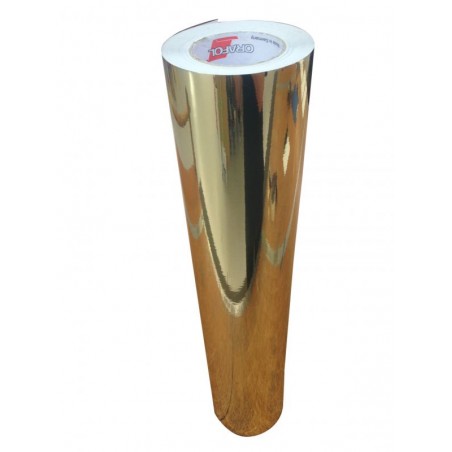 vitrine de vidro espelhado dourado Oracal 351 com dupla etiqueta