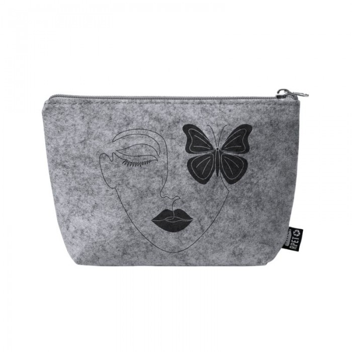 Nécessaire de feltro reciclado - cinza - feminina - sekaisa