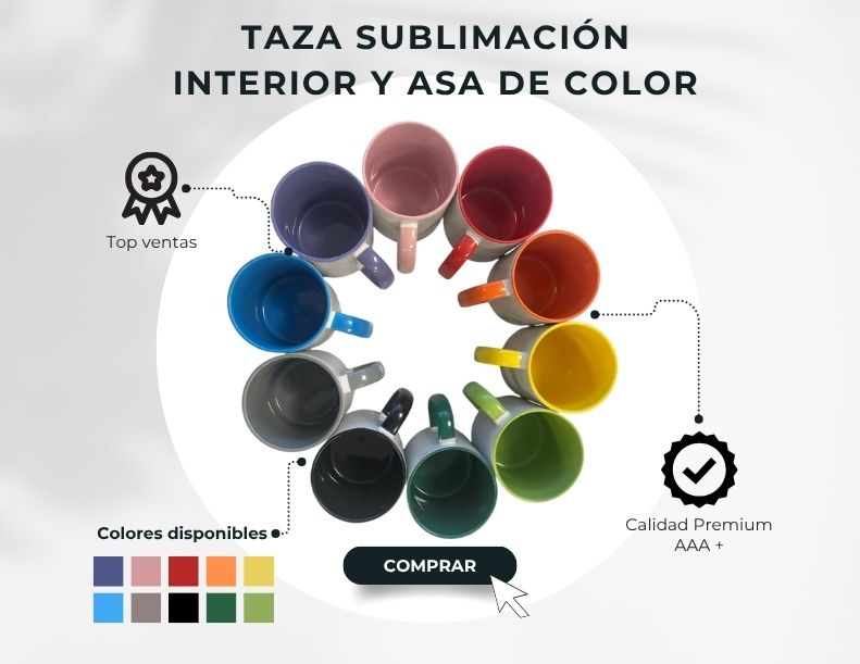 Taza sublimación interior y asada de color